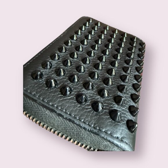 Christian Louboutin Panettone Black Spike Zip Cardholder w/ Box - Picture 5 of 7
